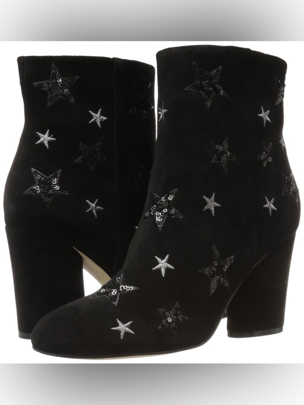 NEW The Fix Nash Oval Heel Ankle Bootie Sequin Star Black Size 8.5